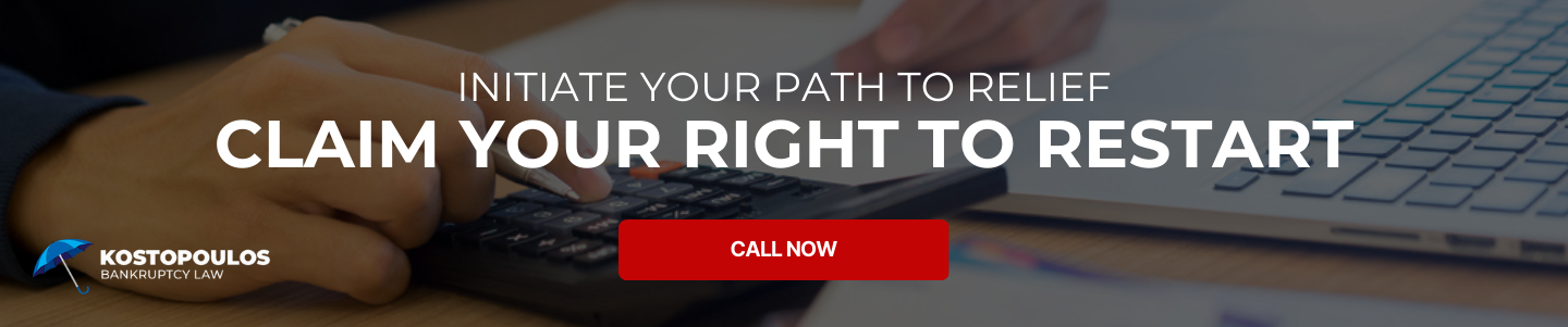 A document listing California exemptions, including private retirement benefits, life insurance proceeds, and ERISA qualified benefits, lies on a desk next to a calculator.