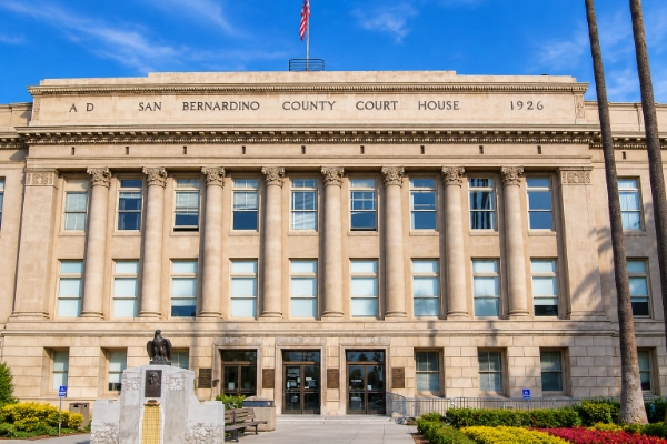 Historic San Bernardino County Courthouse exterior in San Bernardino, California